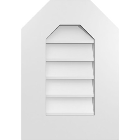 Ekena Millwork Octagonal Top Surface Mount PVC Gable Vent w/ 3-1/2"W x 1"P Standard Frame, 14"W x 20"H GVPOT14X2001SN